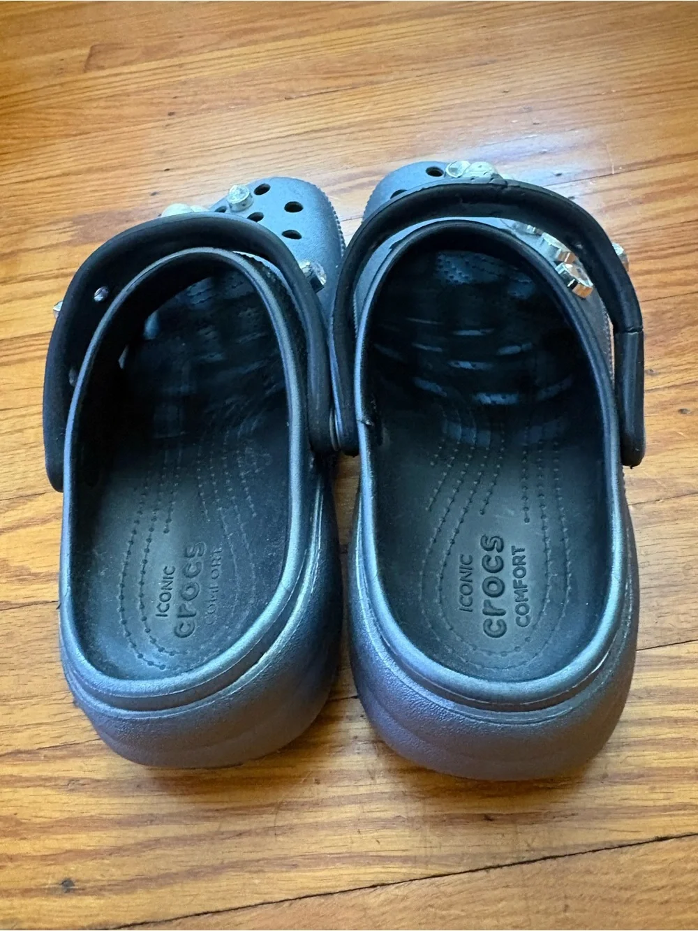 CROCS Kids Black Clog Sandals with Pearl & Teardrop Gems